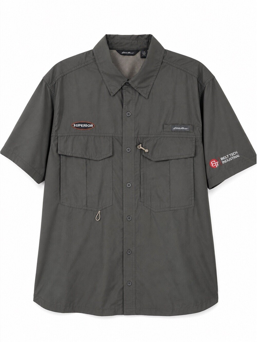 Eddie Bauer Fishing Shirt Mens L Gray Ripstop Vented Utility Performance Button